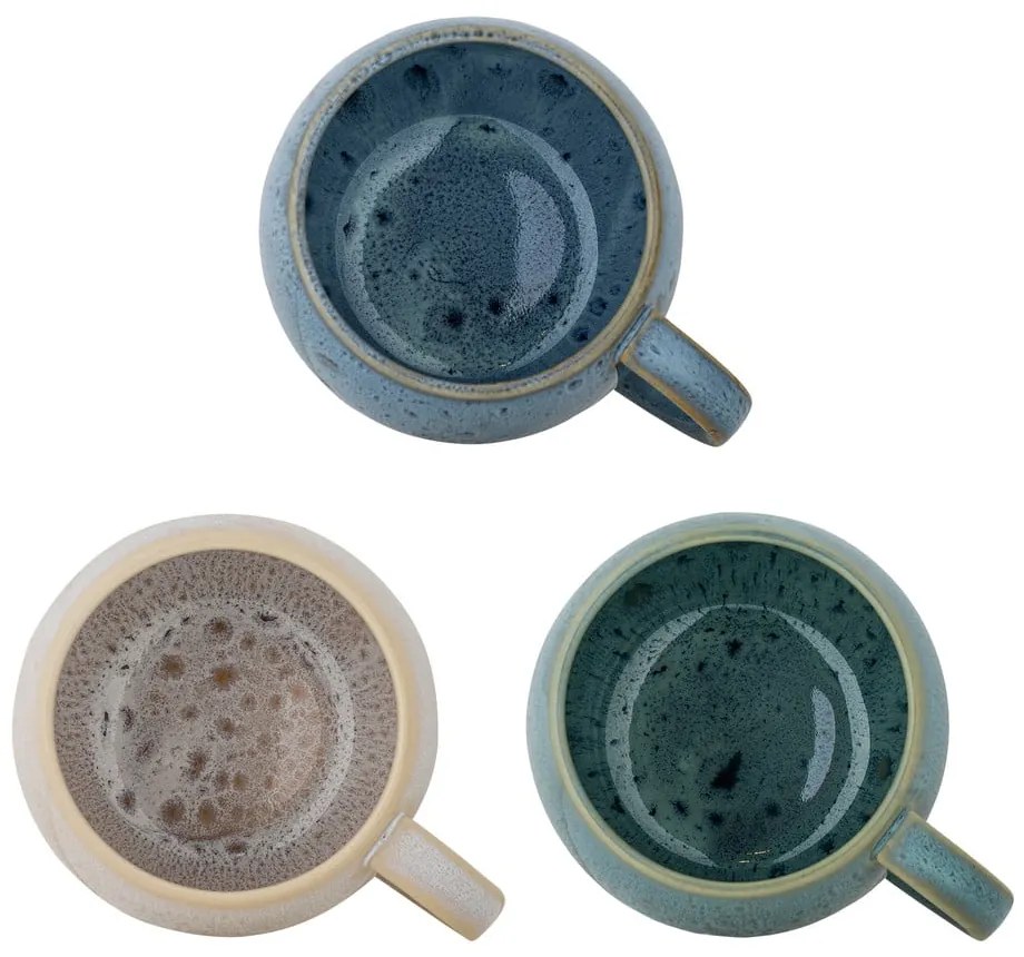 Căni albastre/crem 3 buc. din gresie 420 ml Harriet – Bloomingville