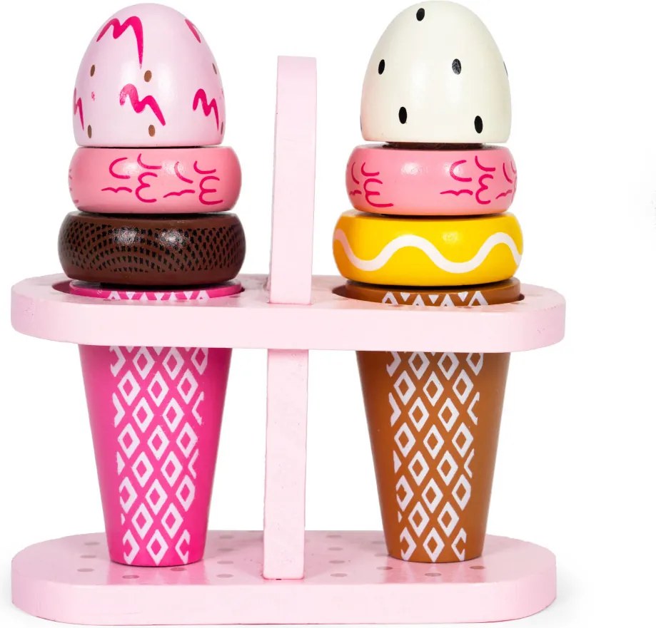 Set de înghețată Velcro din lemn 9 bucăți jucărie de feliere