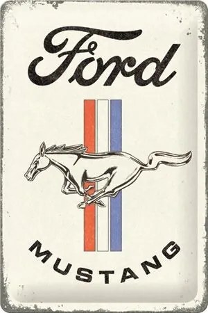 Placă metalică Ford - Mustang - Horse & Stripes