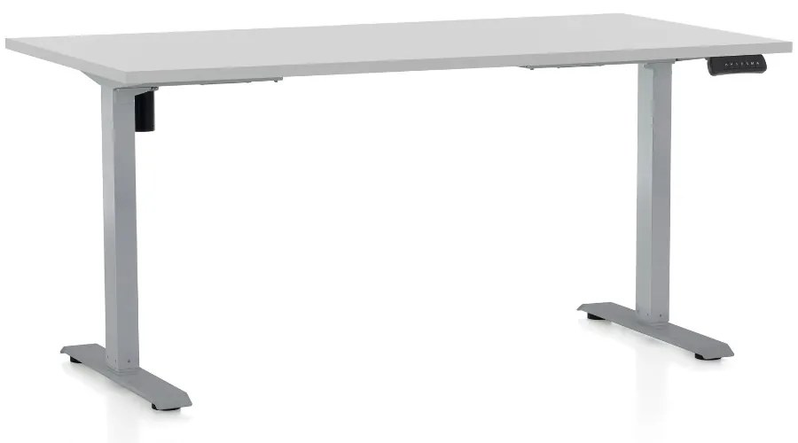 Masa inaltime reglabila OfficeTech B, 160 x 80 cm, bază gri, gri deschis