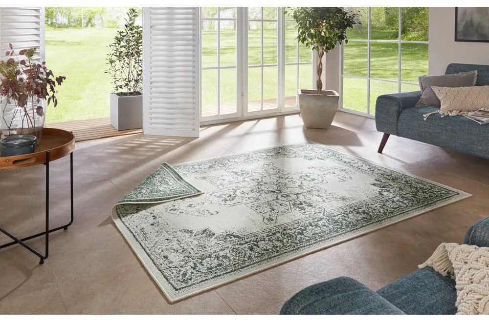 Covor adecvat pentru exterior NORTHRUGS Borbon, 80 x 150 cm, verde-crem