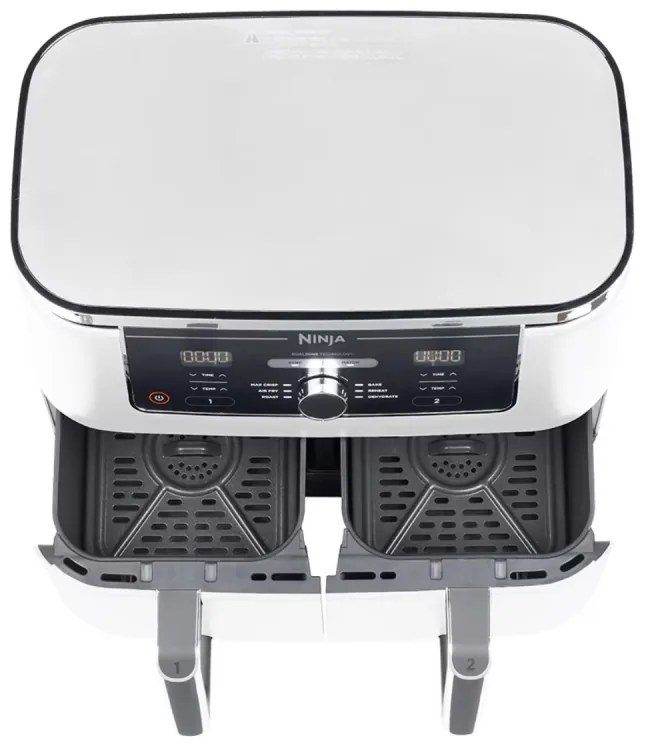 Friteuza dubla cu aer cald Ninja AF400EUWH, 2470W, 9.5 L, 6 programe, 40-240°C, Zone independente, Alb
