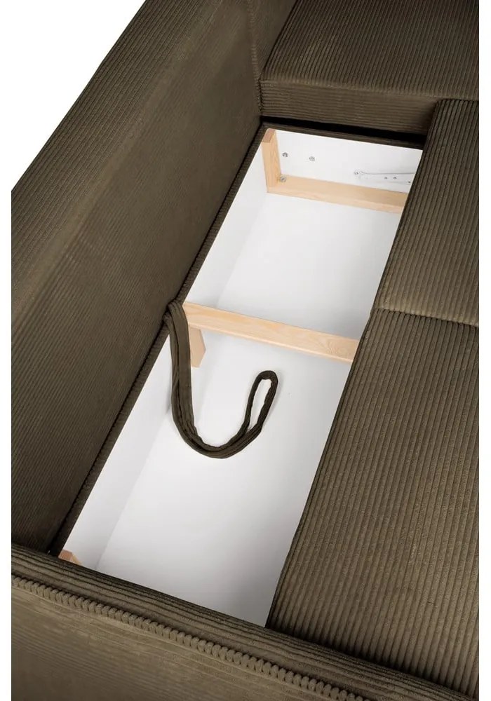 Colțar verde extensibil cu tapițerie din catifea reiată (cu colț pe partea dreaptă) Tori – Bonami Selection