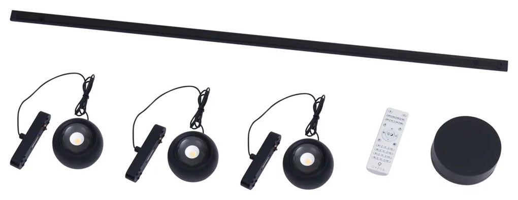 Sistem modern de iluminat pe șine cu 3 pendule negre monofazate - Magnetic Lance