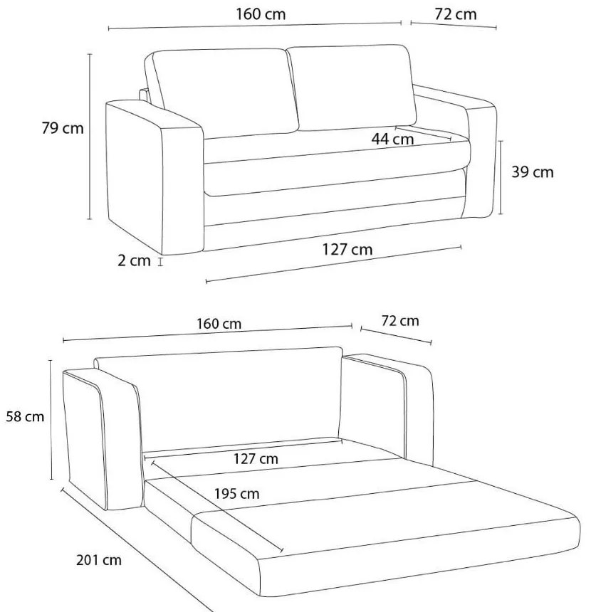 Canapea roz-deschis extensibilă 160 cm Come – Bobochic Paris