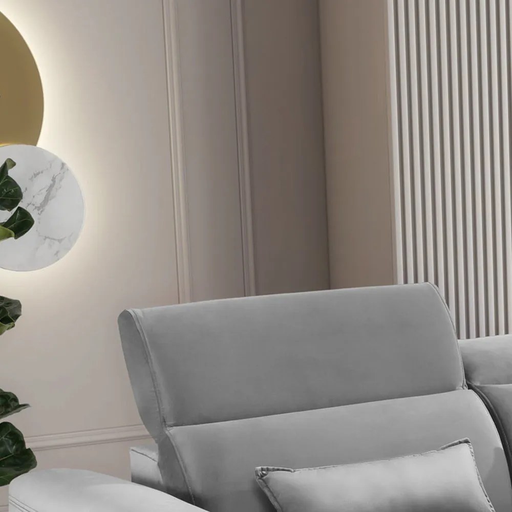 Colțar gri extensibil/cu spațiu de depozitare cu tapițerie din catifea (cu colț pe partea dreaptă/cu șezlong) Foble – ELTAP