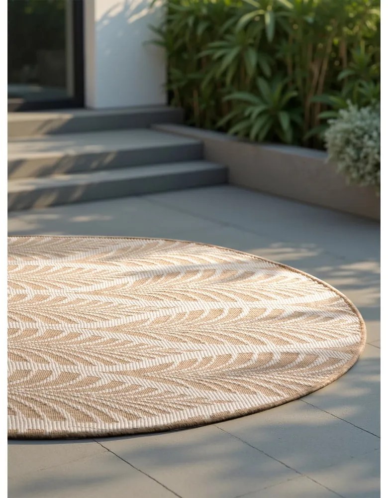 Covor pentru exterior și interior bej/fildeș rotund ø 160 cm Duet Liora – NORTHRUGS