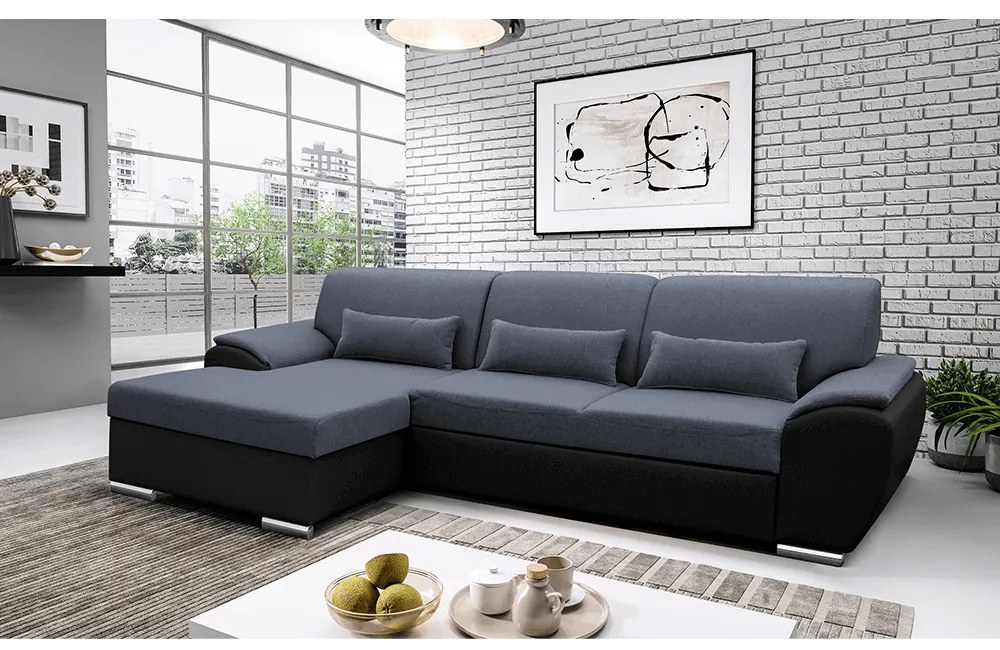 Colțar Excelsa 2 (S) (negru piele ecologică + Gri închis Textil). 1028745
