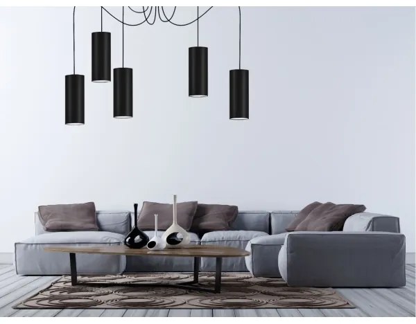 Lustră pe cablu ZIK 5xE27/40W/230V neagră