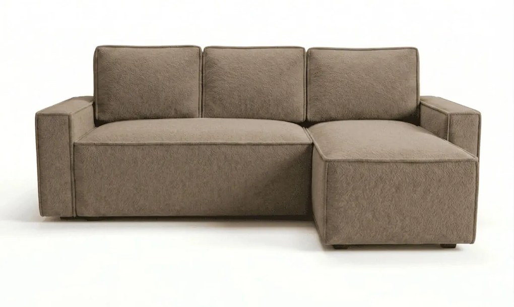 Canapea extensibila de colt SMART BOUCLE, bej inchis, reversibila, 232x143 cm