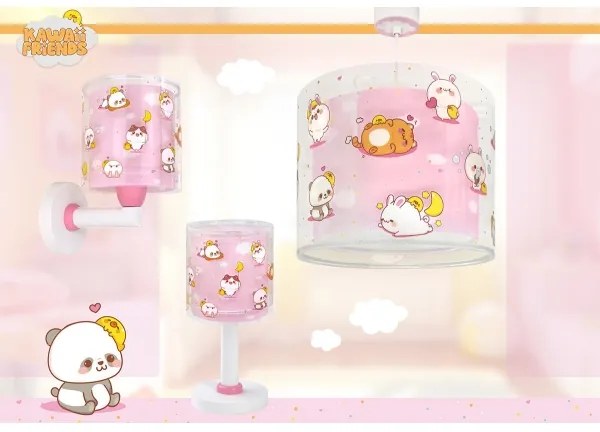 Dalber 41769S - Lampă de perete pentru copii KAWAII FRIENDS, 1xE27/15W/230V, roz