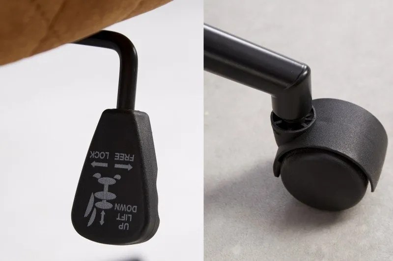 Scaun de birou elegant Euphoria, catifea galben mustar