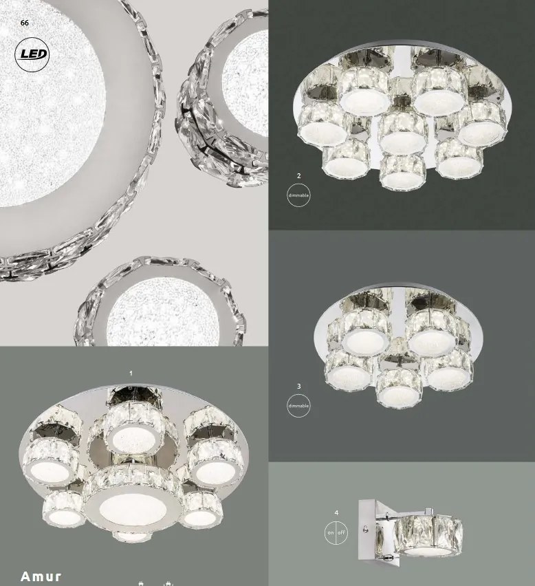 Plafoniera LED design clasic AMUR crom 49350D4 GL