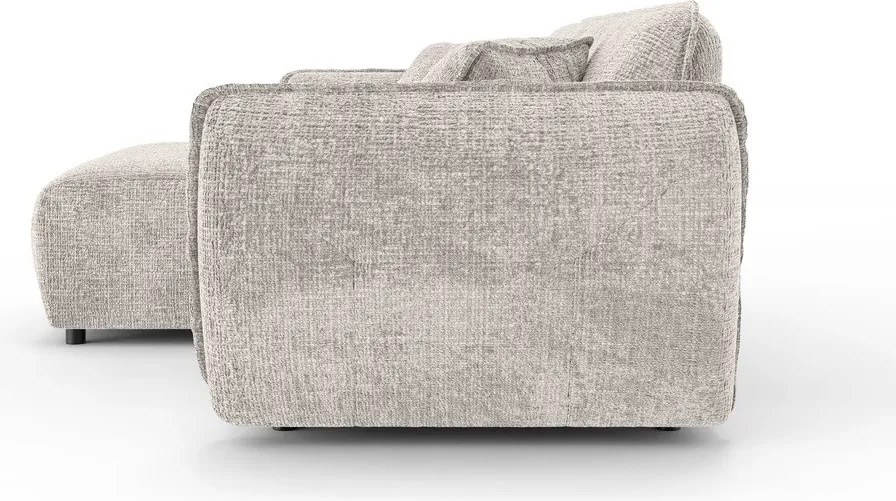 Colțar bej cu tapițerie din chenille (cu colț pe partea stângă/cu șezlong) Nelia – Ropez