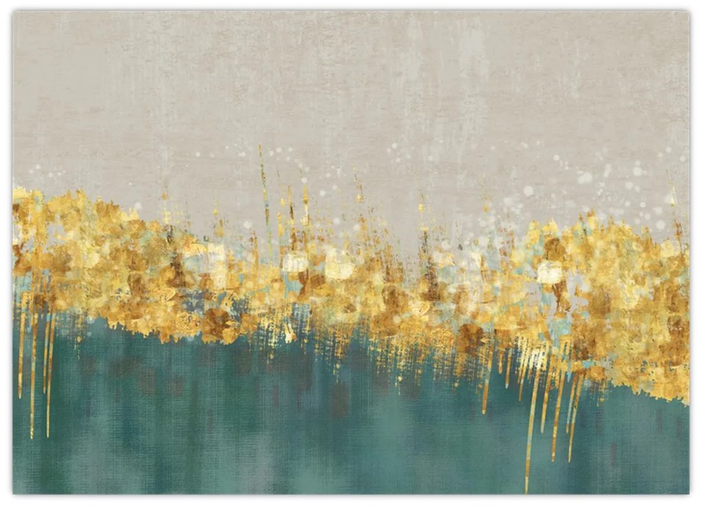 Tablou pe sticlă - Textura cu decor auriu (70x50 cm)