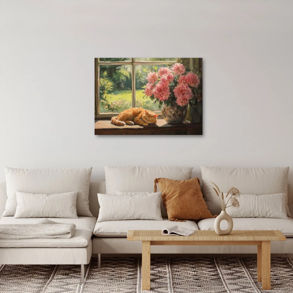 Tablou - Pisică la fereastră (70x50 cm)