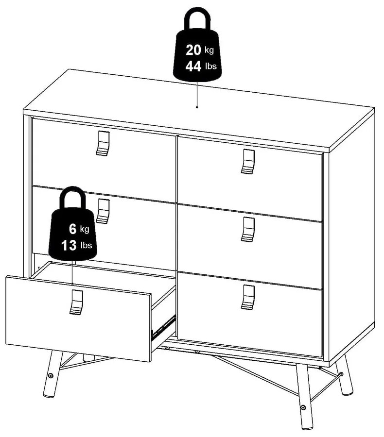 Comodă Tvilum Ry, 102x95 cm, maro închis-negru