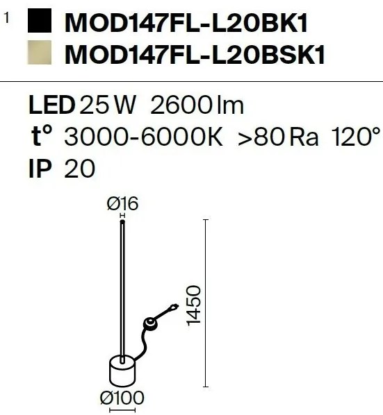 Lampadar LED, lampa de podea, design modern Flow alama