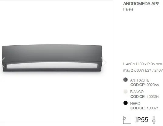 Aplica de perete exterior cu iluminat up-and-down IP55 ANDROMEDA AP2 antracit 092355
