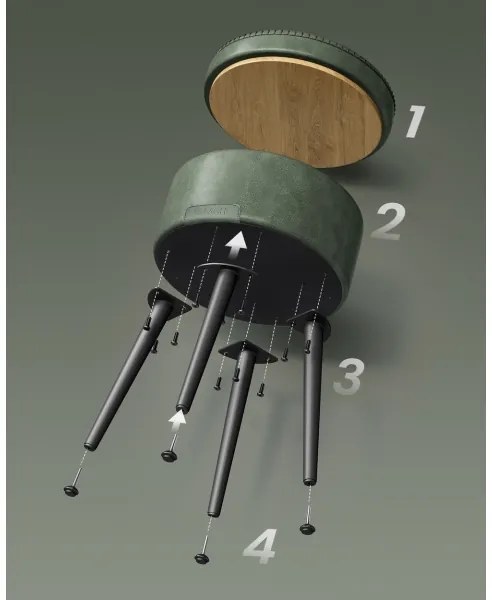 Taburet din piele CORE, verde