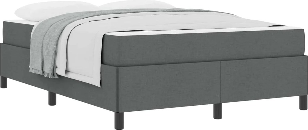 vidaXL Pat cu arcuri cu saltea Gri închis 140 x 190 cm țesătură