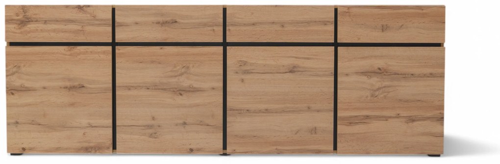 Comodă Gramon 225 cm cu sertare - stejar wotan / negru