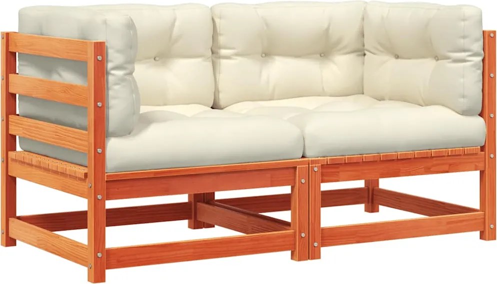 vidaXL Canapele colț de grădină cu perne 2 buc. maro ceruit lemn pin