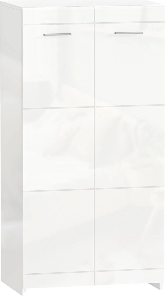 HOMCOM Dulap pentru pantofi cu finisaj lucios, depozitare cu rafturi reglabile pentru hol, intrare, spațiu pentru 10 perechi, Alb | Aosom Romania