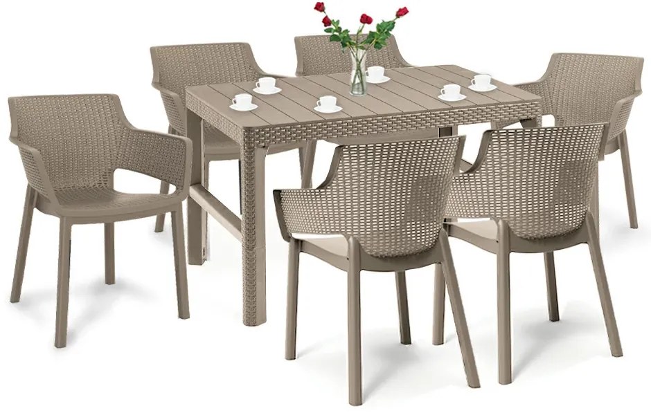 Set mobilier de grădină Evyon 6+1 cappuccino