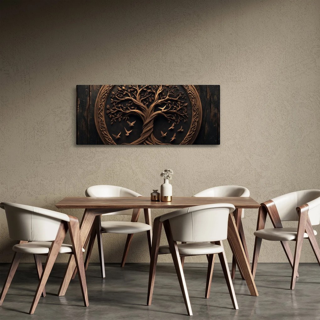 Tablou – Arborele vieții din lemn (120x50 cm)