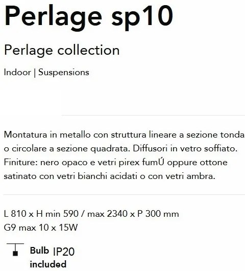 Lustra suspendata design modern Perlage sp10 alama/amber