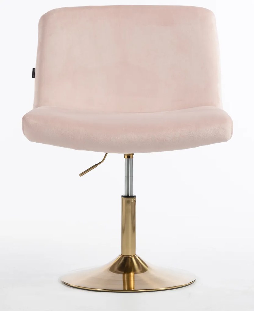 HR150N Scaun Roz Pudra din Catifea cu Bază Aurie