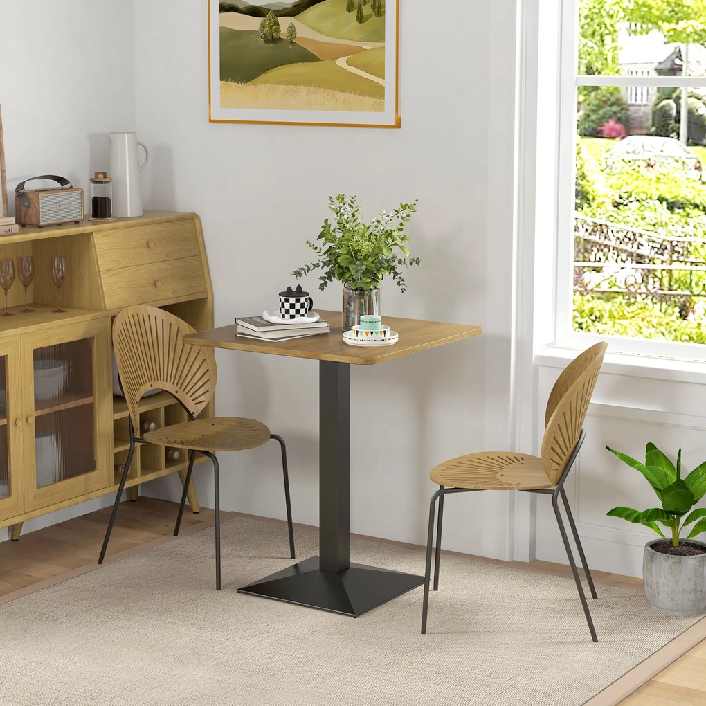 HOMCOM Masă de dining Masă pătrată de bucătărie pentru 2 persoane Masă de sufragerie cu aspect de lemn Bază din oțel 70 x 70 x 75 cm Maro închis | Aosom Romania