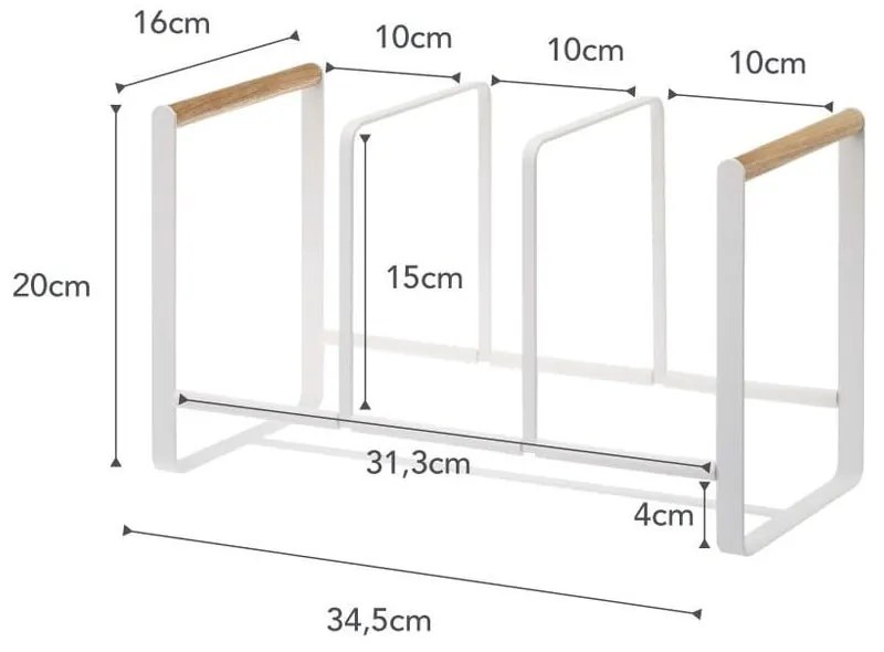 Suport farfurii cu detalii din lemn de fag YAMAZAKI Tosca, alb