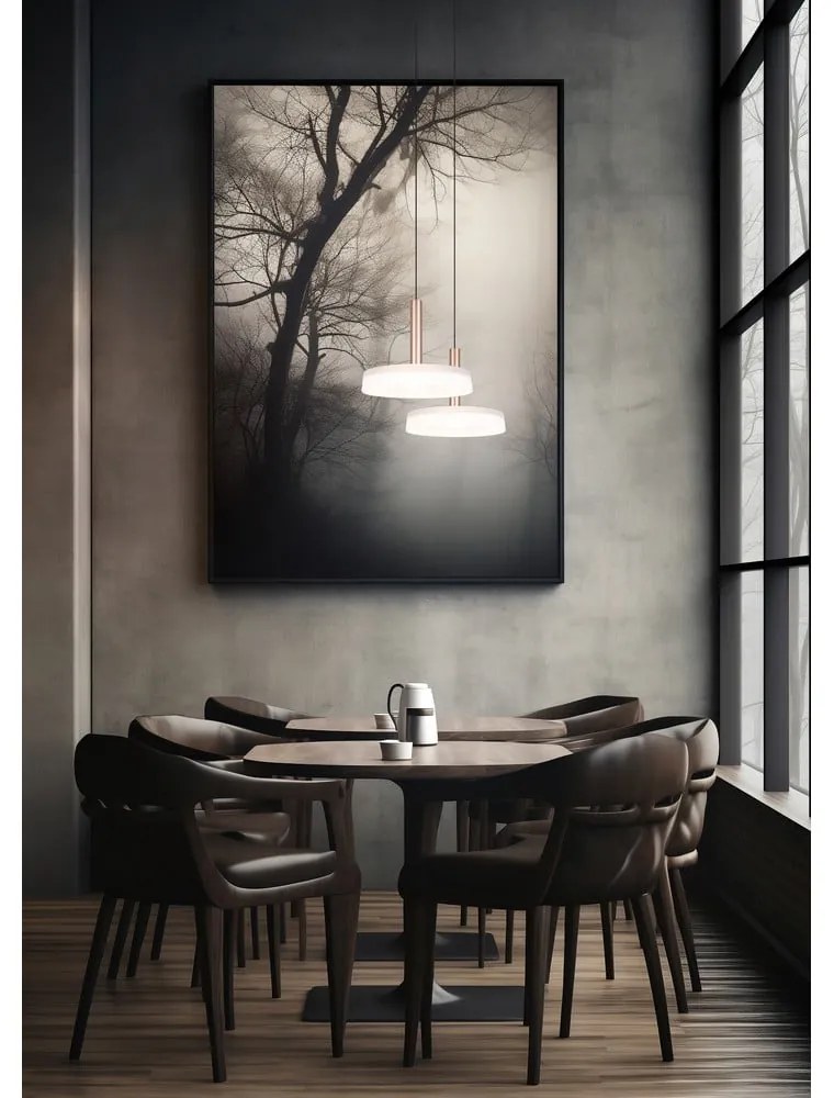 Lustră neagră-albă/aurie LED cu intensitate reglabilă cu abajur din sticlă ø 22 cm Celeste – Trio