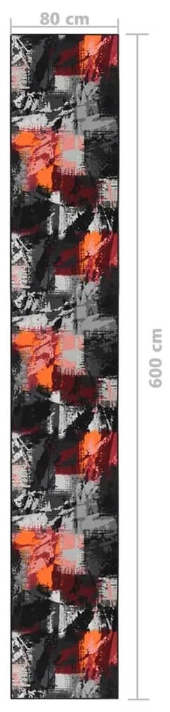 Covor traversa, multicolor, 80x600 cm Negru si portocaliu, 80 x 600 cm
