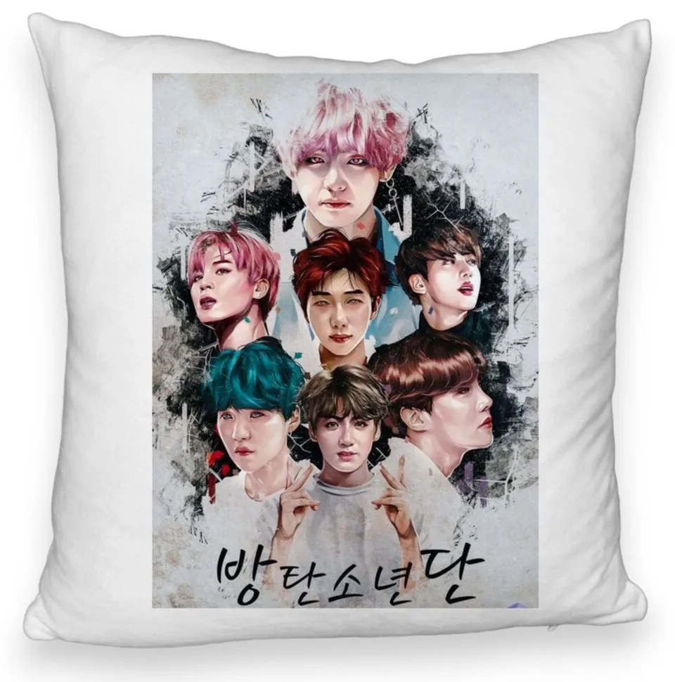 Perna Decorativa Fluffy BTS Army, 40x40 cm, Husa Detasabila, Burduf