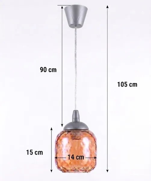 Brilagi - Lustră LED suspendată pe cablu GLASS 1xE27/60W/230V Ø 14 cm argintiu/maro fumuriu
