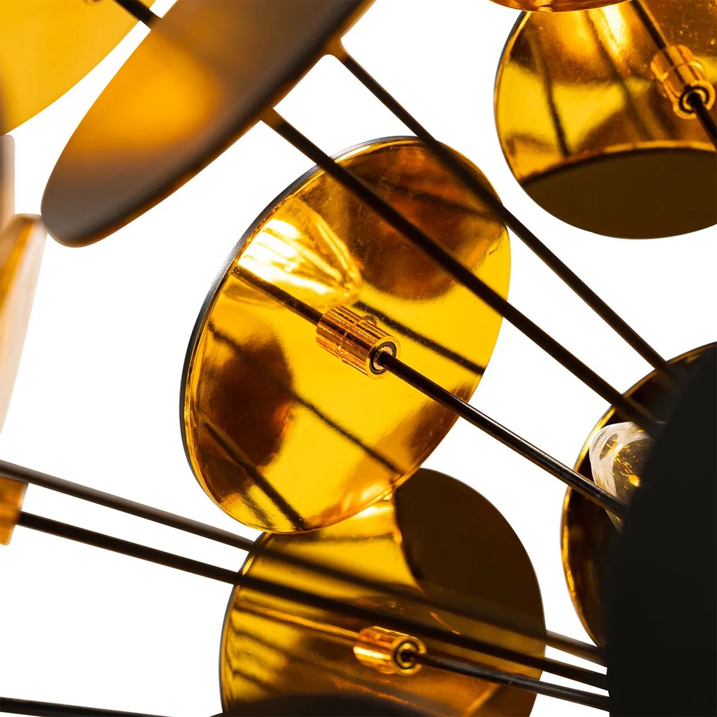 Lampă pendantă de design neagră și aurie - Cerchio