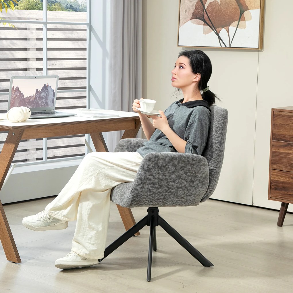 HOMCOM Fotoliu tapitat, fotoliu accente, design modern, rotativ, până la 120 kg, Gri închis | Aosom Romania