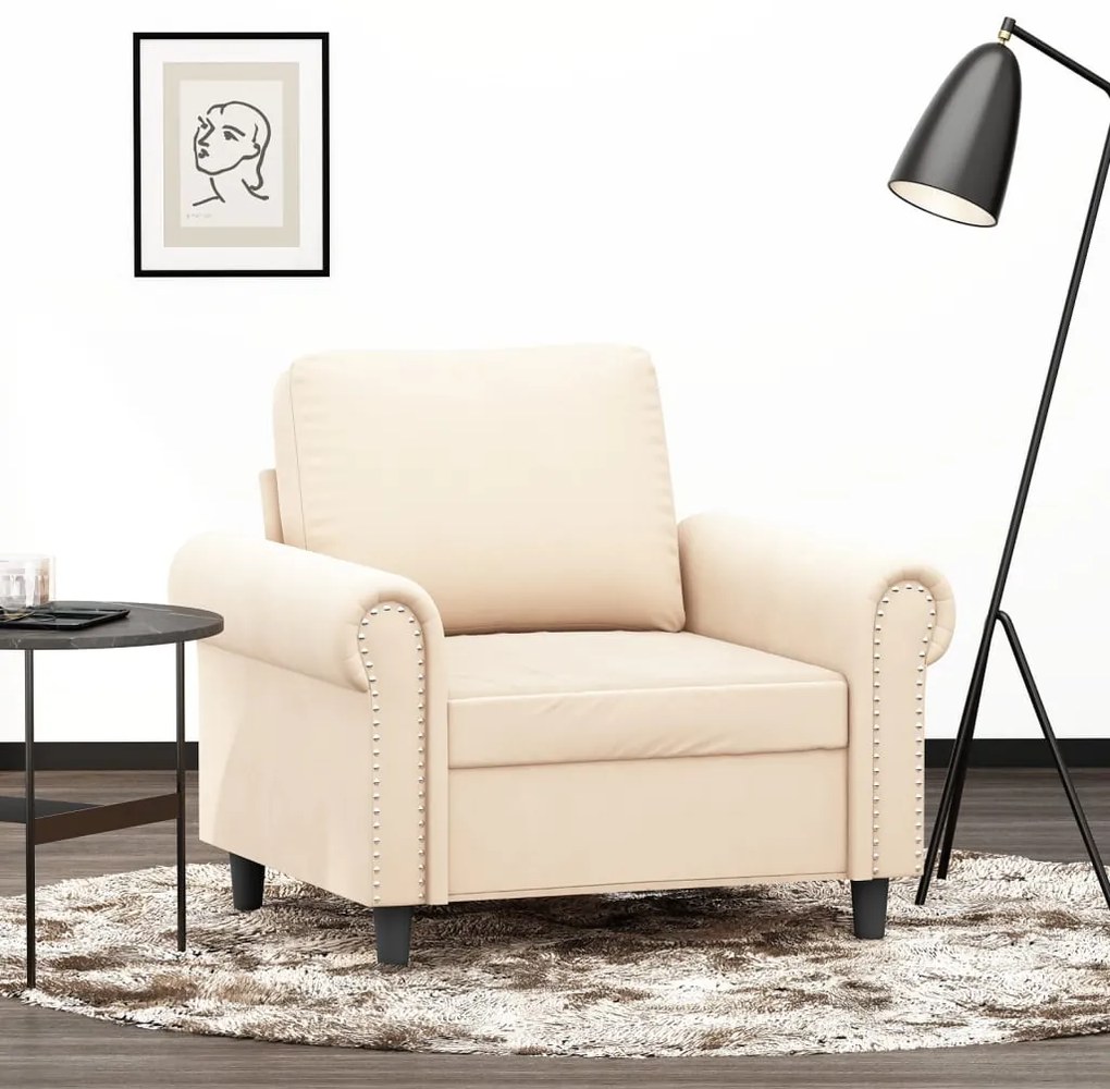 349145 vidaXL Canapea de o persoană, crem, 60 cm, catifea