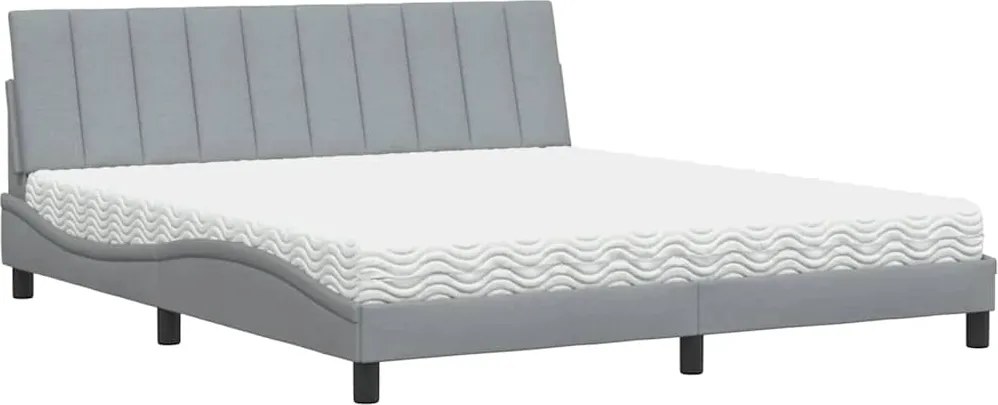 vidaXL Pat cu saltea, Hanko, gri deschis, 180x200 cm, material textil