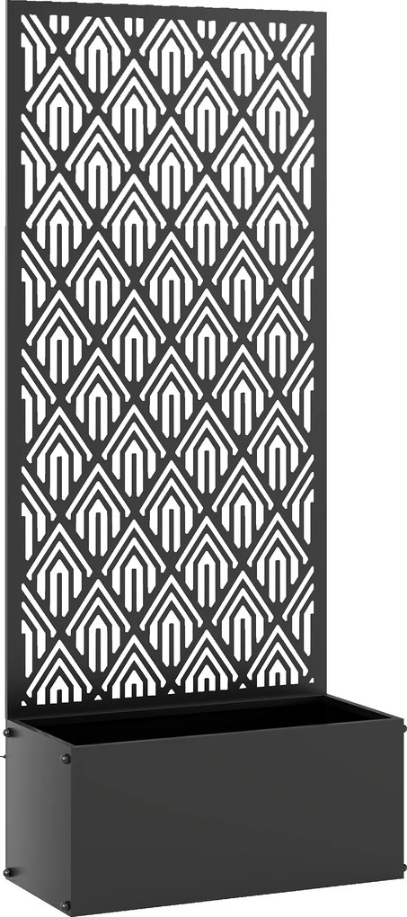 Outsunny Jardinieră cu spalier, ghiveci cu paravan, pentru plante cățărătoare, metal, 45 x 21,5 x 110 cm, negru | Aosom Romania