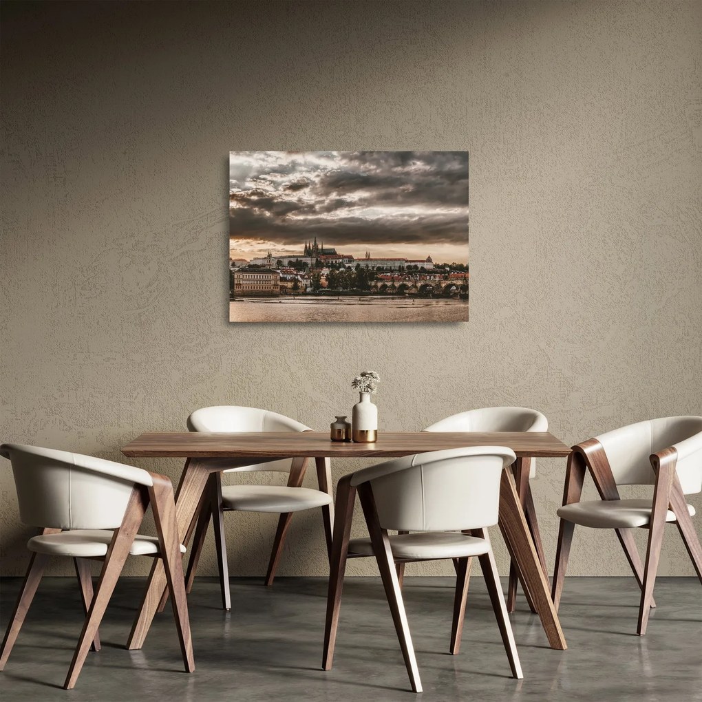 Tablou pe sticlă - Praga înnorită (70x50 cm)