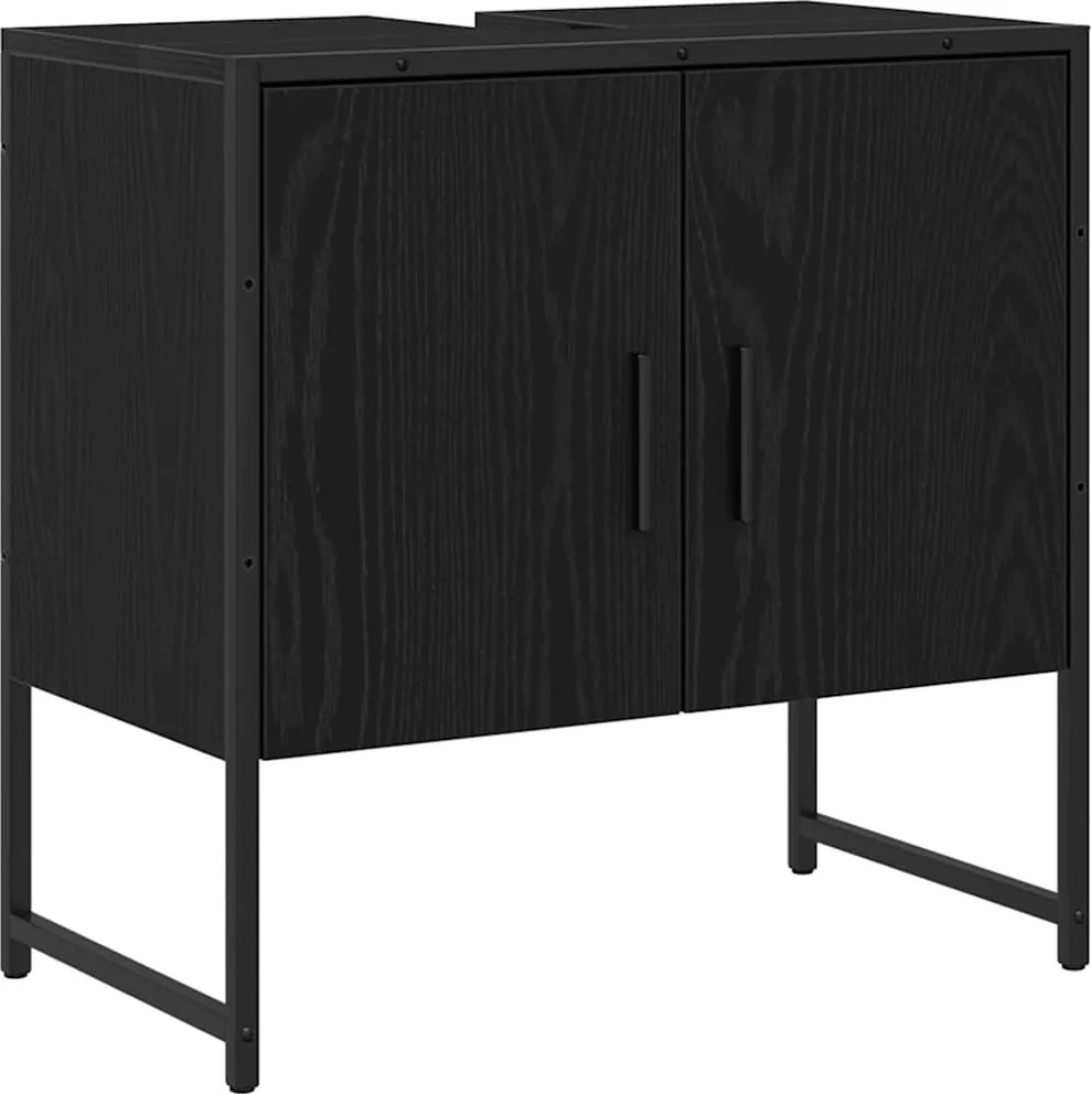 vidaXL Dulap pentru Chiuveta de Baie Stejar Negru 60 x 30 x 60 cm