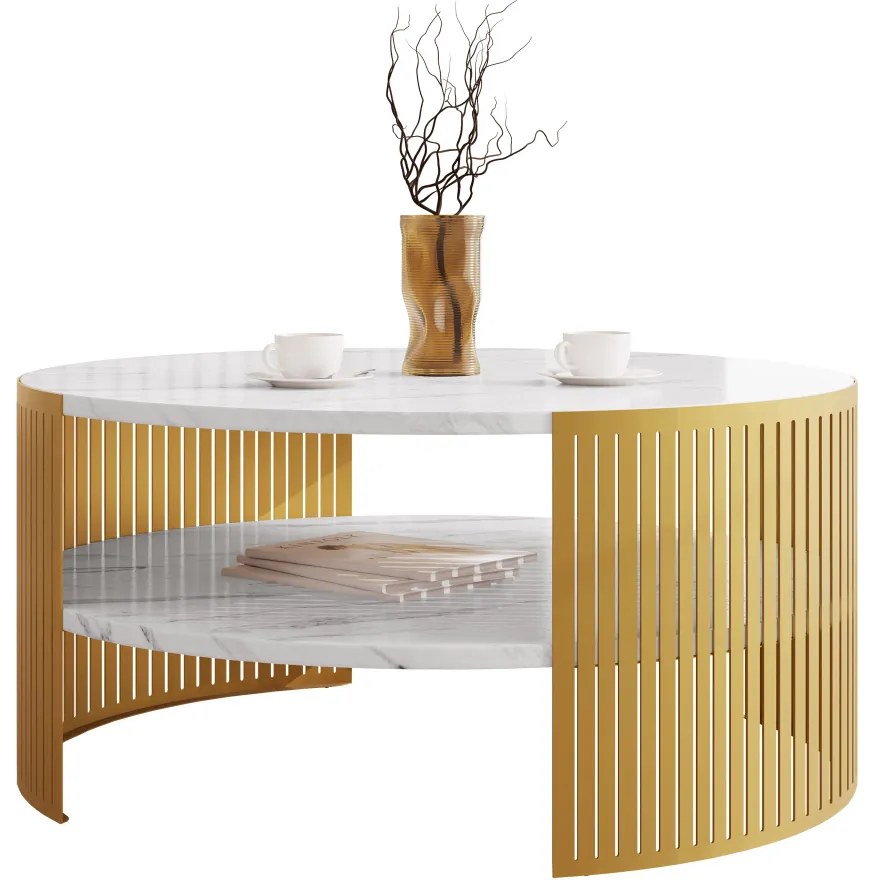 Măsuță de cafea Zentono Gold (auriu + Negru molet) . 1103774