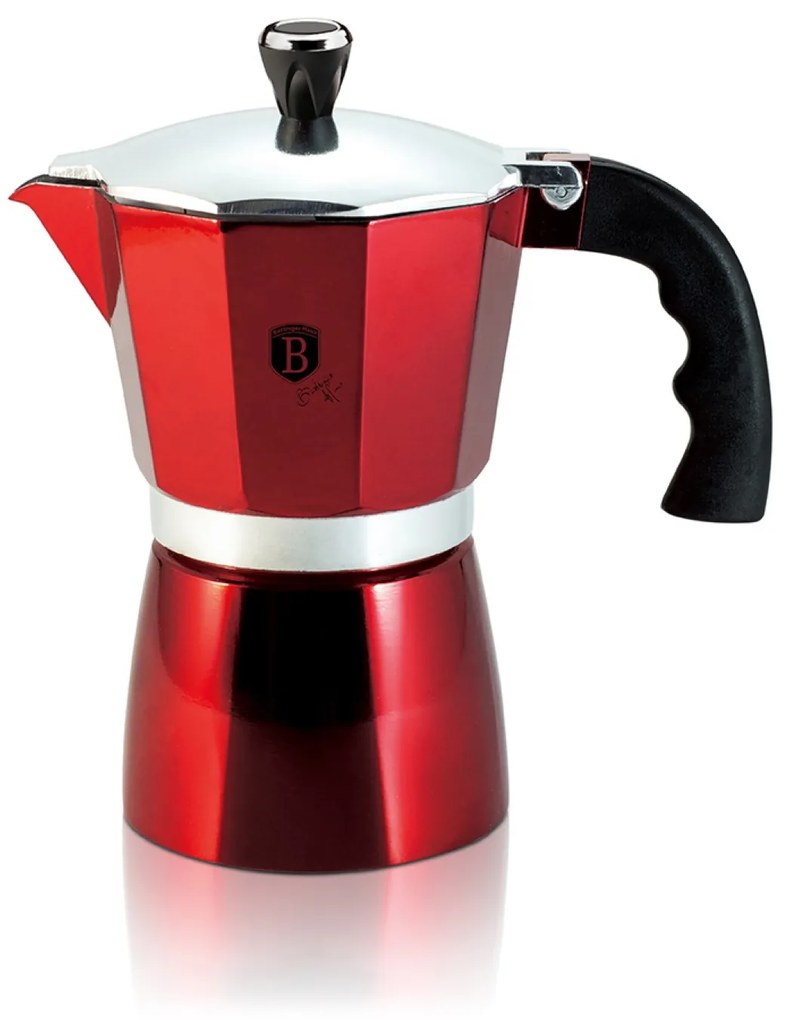 Expresor cafea 3 cesti mici, pentru aragaz, 150 ml, Burgundy Berlinger Haus BH 6387