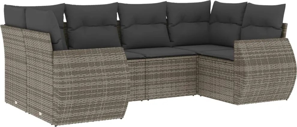 vidaXL Set mobilier grădină cu perne, 6 piese, gri, poliratan