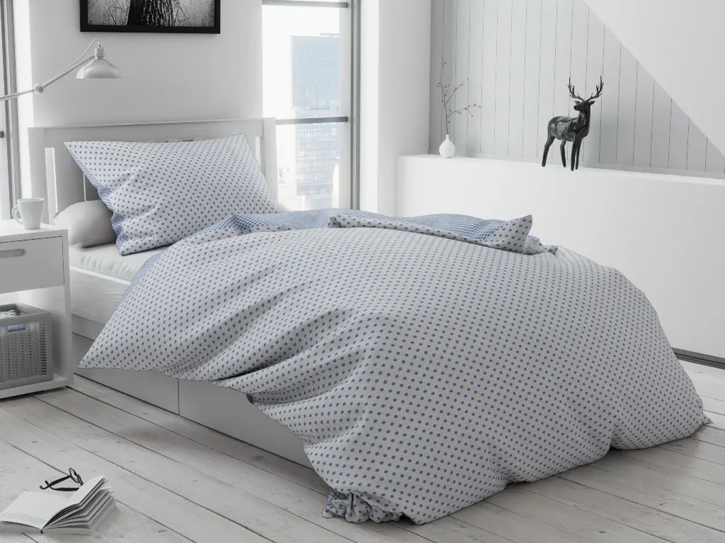 Lenjerie de pat bumbac Cambra albastru Tip plic hotel Dimensiunile lenjeriei: 70x90 cm | 140x220 cm