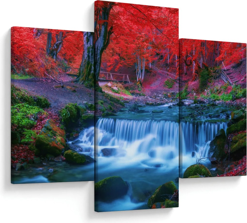 Tablou - Cascada în pădurea roșie (90x60 cm)